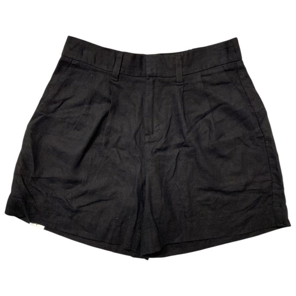 Express Women's High Waisted Pockets Soft Linen Short - Black